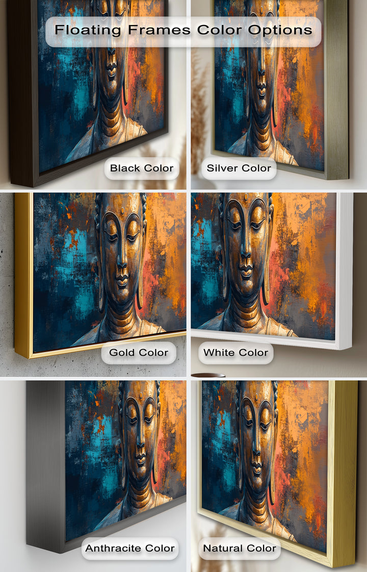 Golden Buddha Wall Art – Colorful Oil Painting