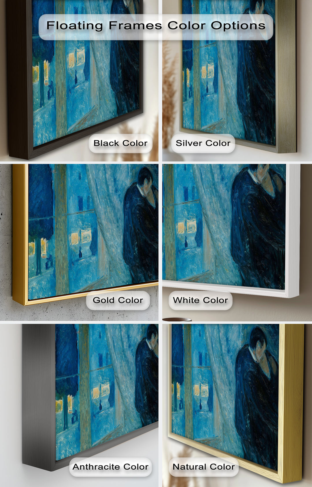 Blue Lovers by the Window – Expressionist Oil Painting