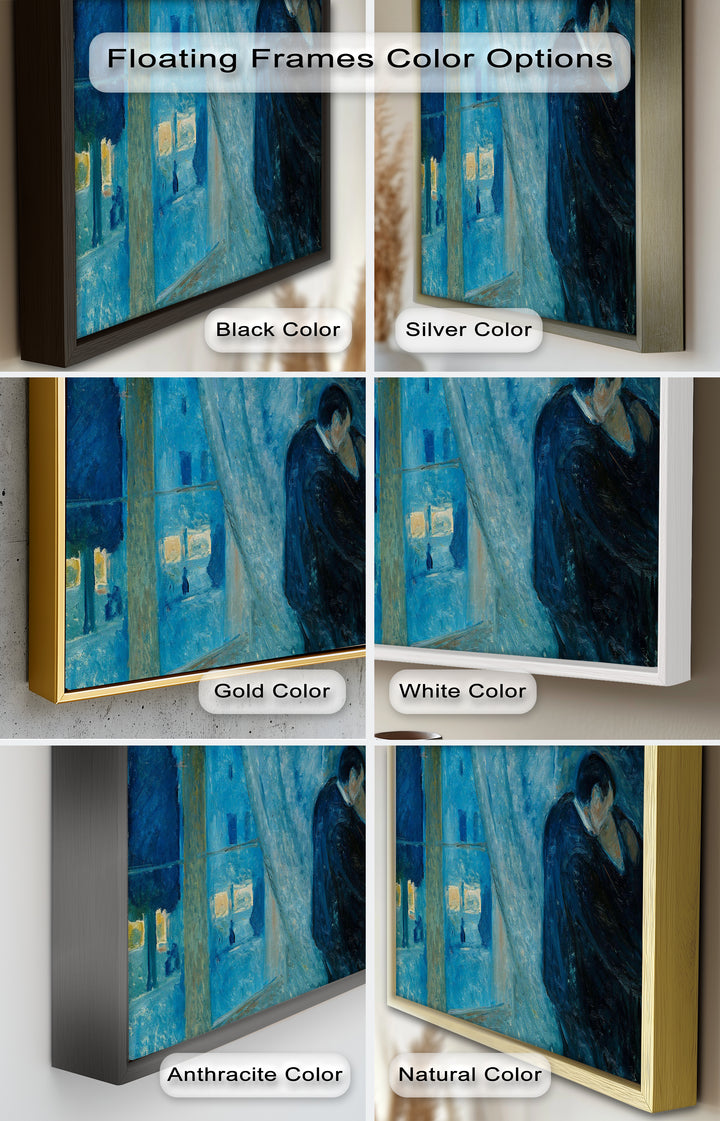 Blue Lovers by the Window – Expressionist Oil Painting
