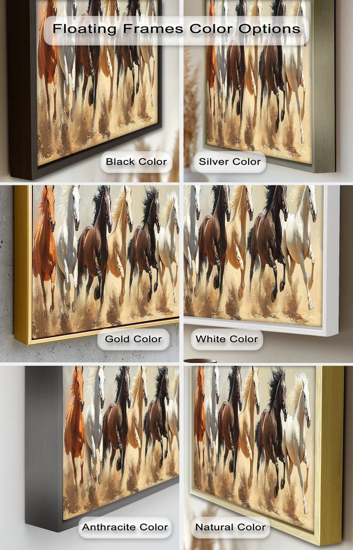 Thundering Harmony – Multicolor Horses Oil Painting