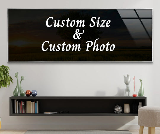 Horizontal panoramic custom wall art features decorative wall art with a sleek, wide shape showcasing a custom photo.