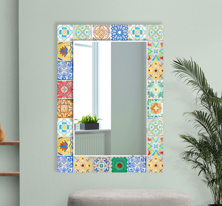 Green Mosaic Wall Mirror gold frame mirror