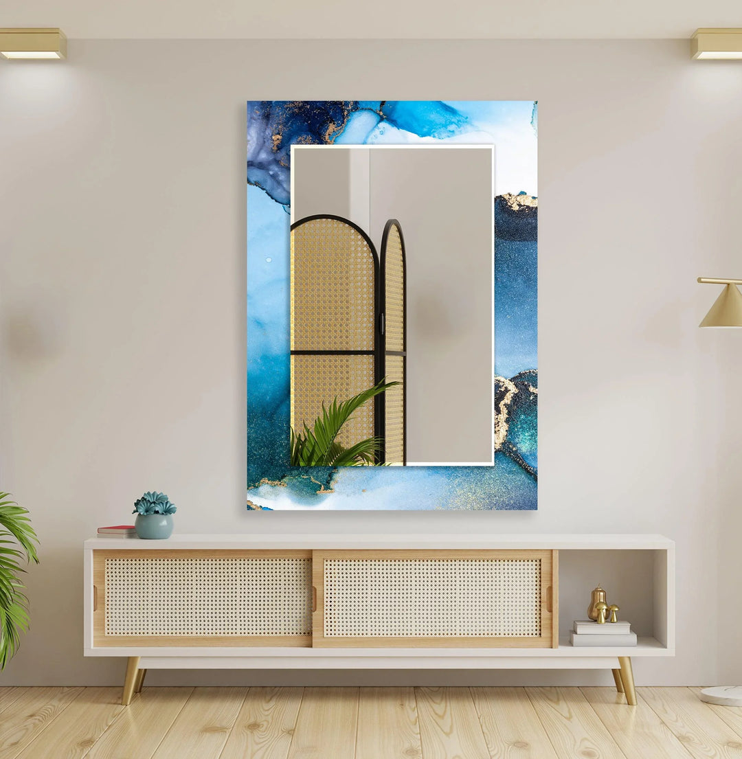 Blau Marmor Weiß Lang Wandspiegel – Elegantes und langlebiges Design – MyPhotoStation