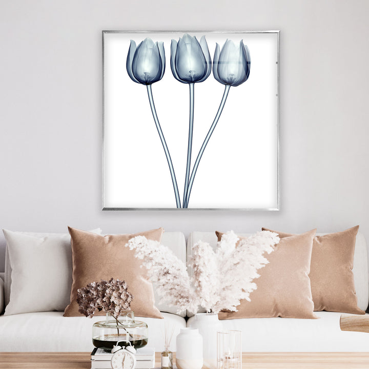 Three Tulips Wall Art – Minimalist Floral Glass Print Décor