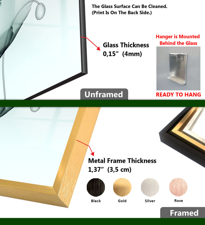 Zarte Mohnblumen-Wandkunst – Elegantes minimalistisches Glasblumendekor 