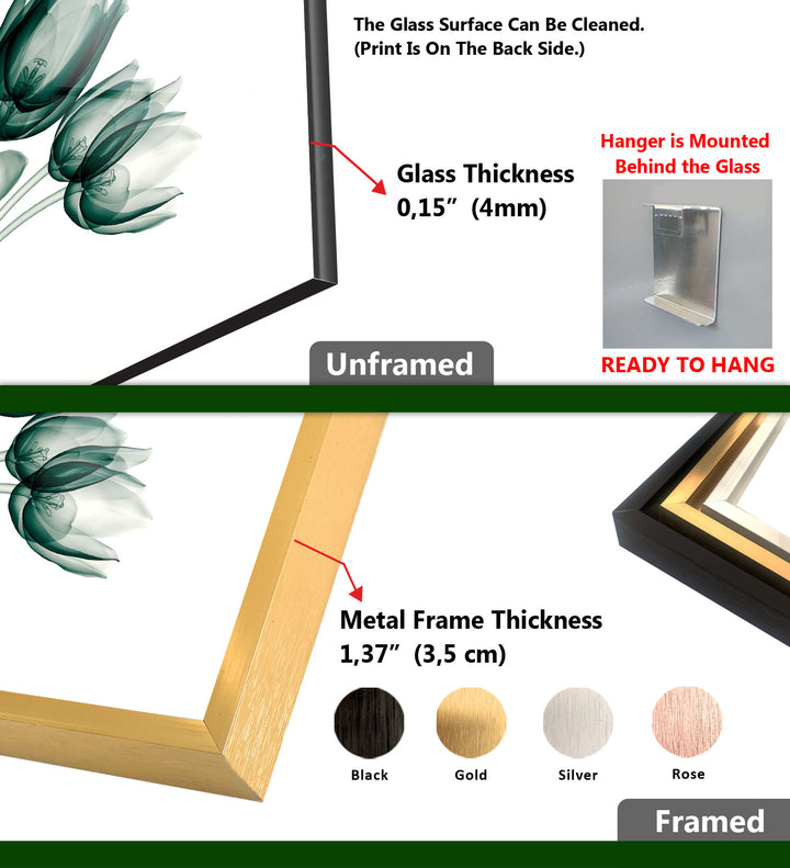 Tulpenblüten-Wandkunst – Eleganter transparenter Blumenglasdruck 