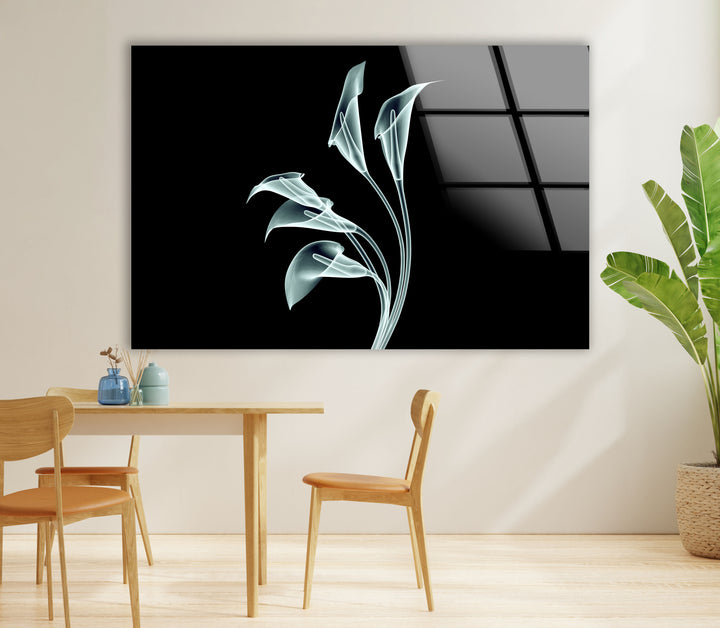 Elegante Calla-Lilien-Wandkunst – Minimalistisches florales Glasdekor