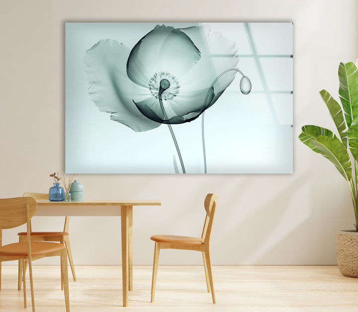 Zarte Mohnblumen-Wandkunst – Elegantes minimalistisches Glasblumendekor 