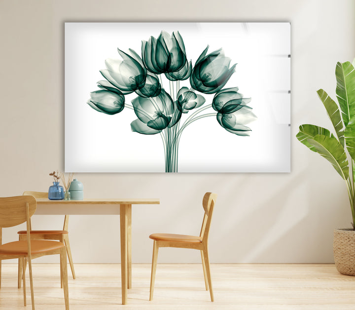 Tulpenblüten-Wandkunst – Eleganter transparenter Blumenglasdruck 