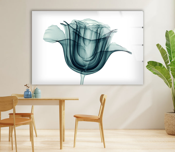 Transparent Rose Wall Art – Modern Floral Glass Print for Home Decor