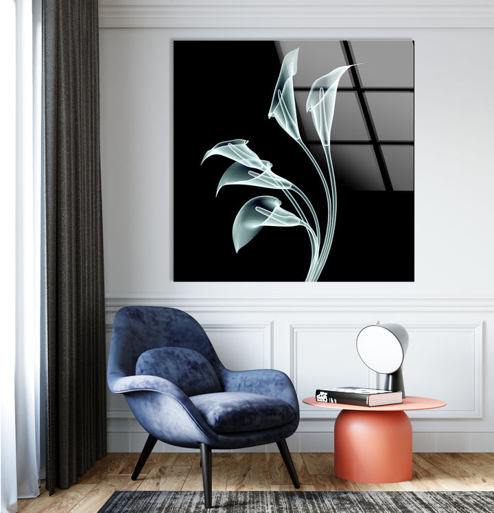 Elegante Calla-Lilien-Wandkunst – Minimalistisches florales Glasdekor