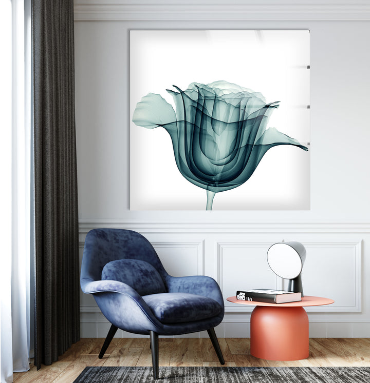 Transparent Rose Wall Art – Modern Floral Glass Print for Home Decor