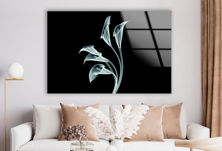Elegante Calla-Lilien-Wandkunst – Minimalistisches florales Glasdekor