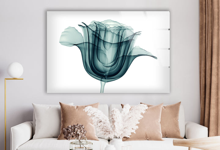 Transparent Rose Wall Art – Modern Floral Glass Print for Home Decor