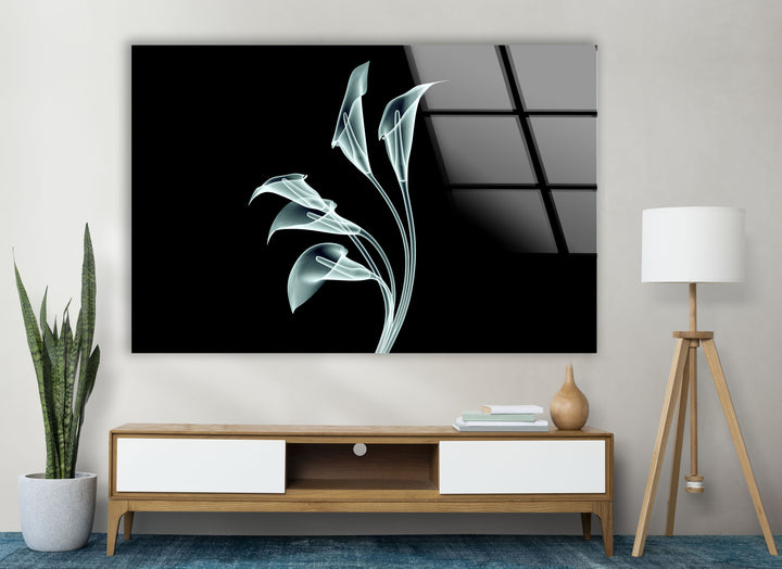 Elegante Calla-Lilien-Wandkunst – Minimalistisches florales Glasdekor