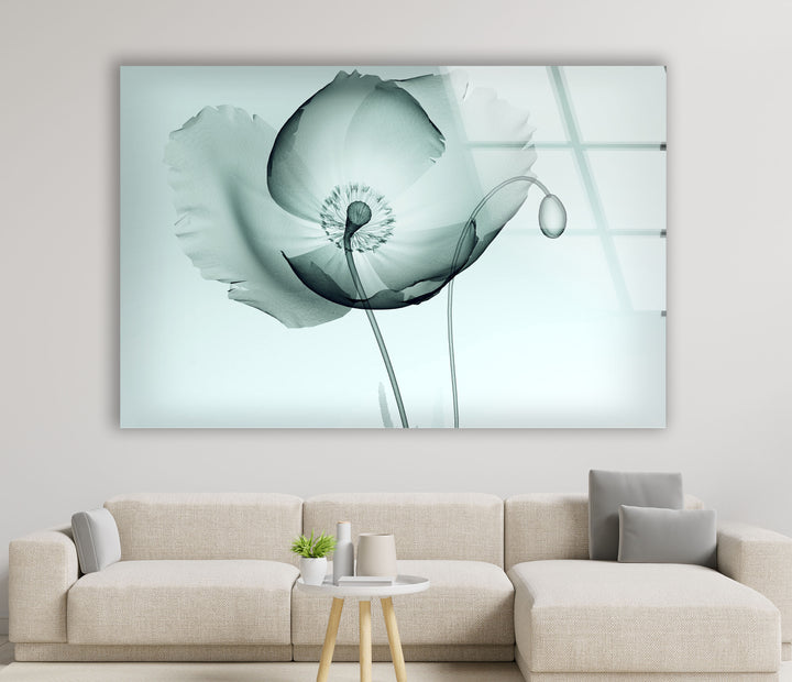 Zarte Mohnblumen-Wandkunst – Elegantes minimalistisches Glasblumendekor 
