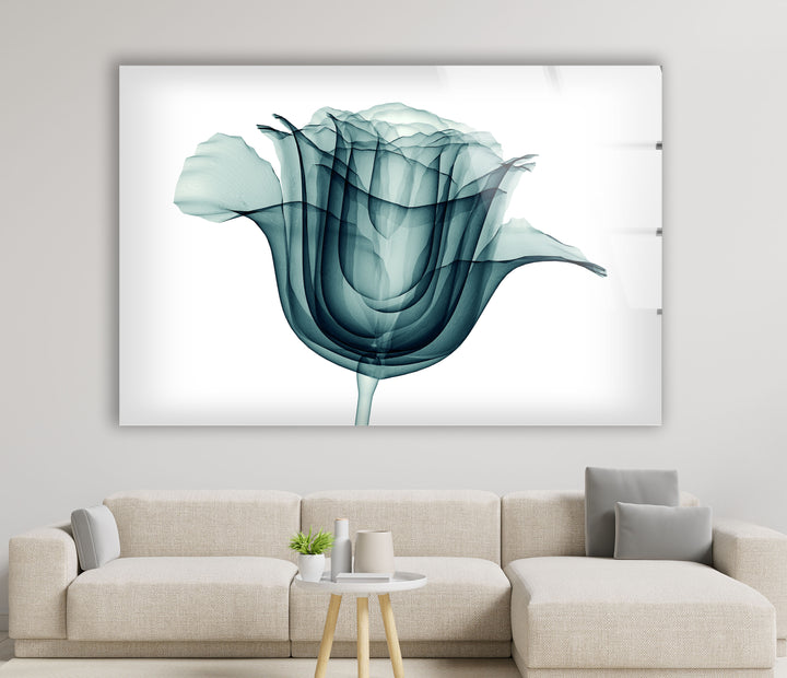 Transparent Rose Wall Art – Modern Floral Glass Print for Home Decor