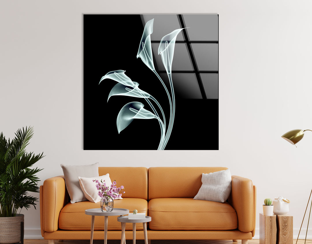 Elegante Calla-Lilien-Wandkunst – Minimalistisches florales Glasdekor