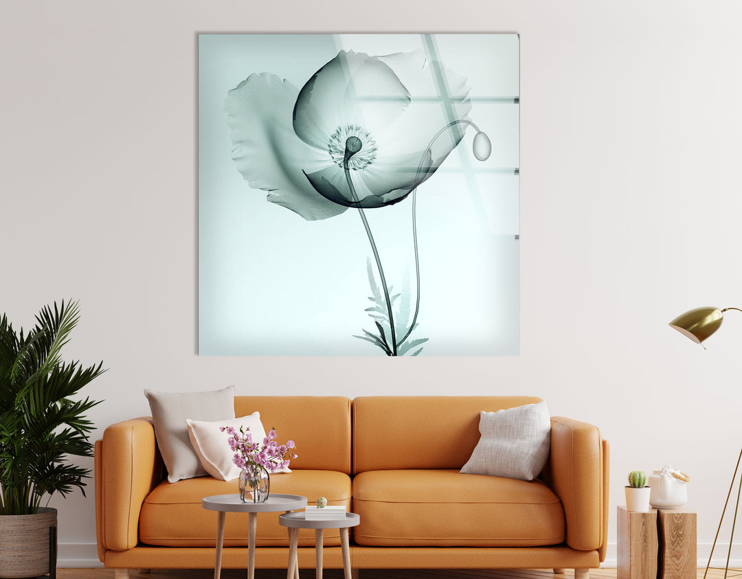 Zarte Mohnblumen-Wandkunst – Elegantes minimalistisches Glasblumendekor 