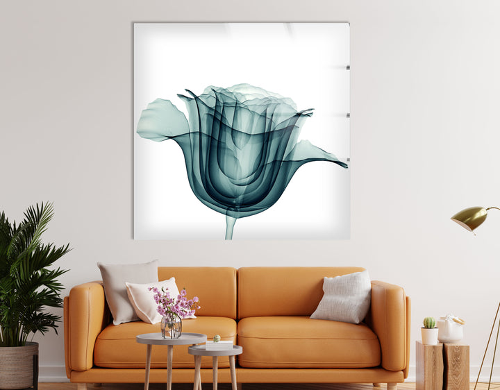 Transparent Rose Wall Art – Modern Floral Glass Print for Home Decor
