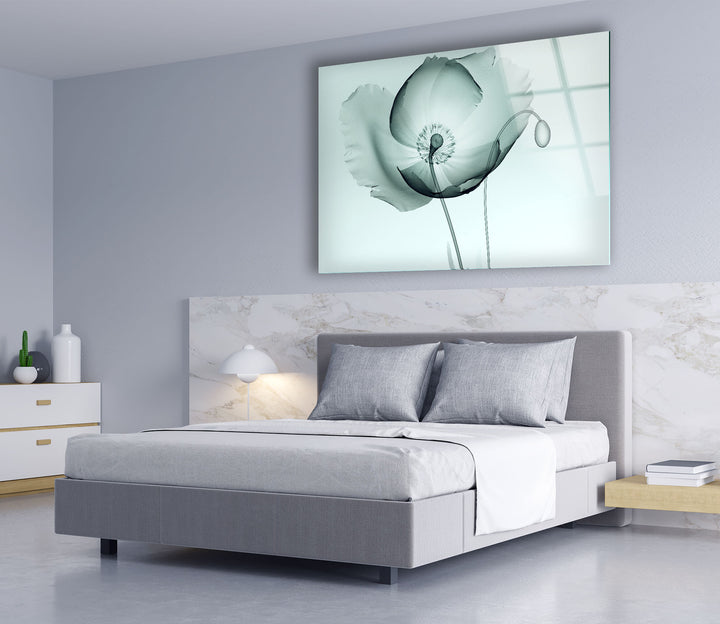 Zarte Mohnblumen-Wandkunst – Elegantes minimalistisches Glasblumendekor 