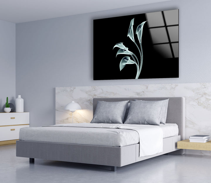 Elegante Calla-Lilien-Wandkunst – Minimalistisches florales Glasdekor