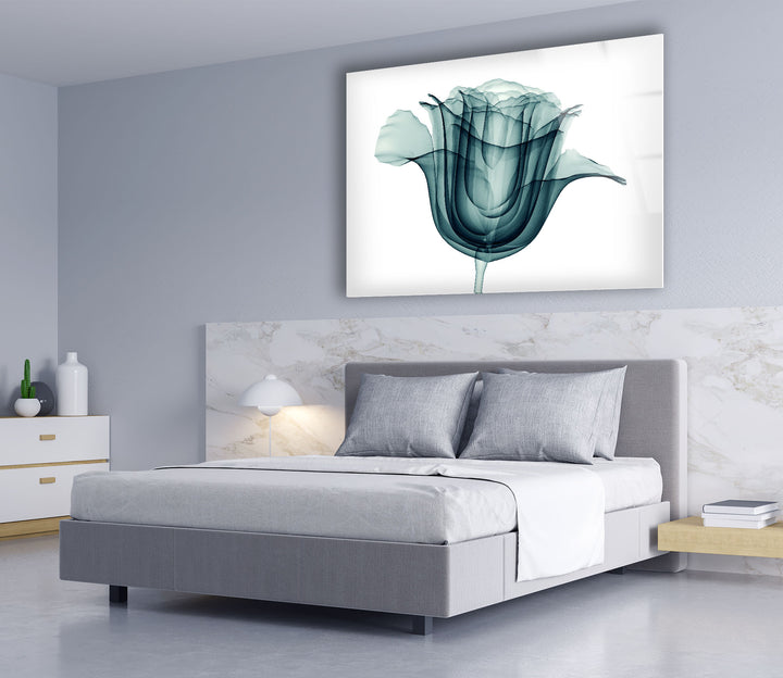 Transparent Rose Wall Art – Modern Floral Glass Print for Home Decor