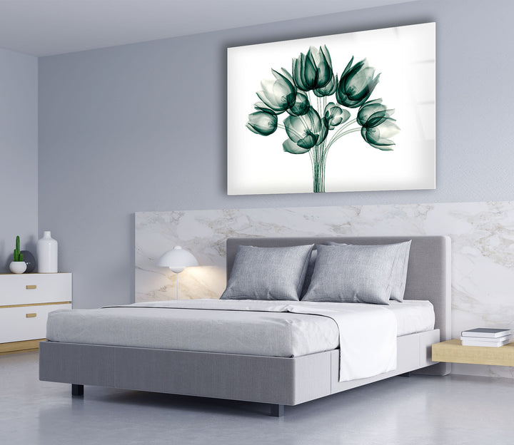 Tulpenblüten-Wandkunst – Eleganter transparenter Blumenglasdruck 