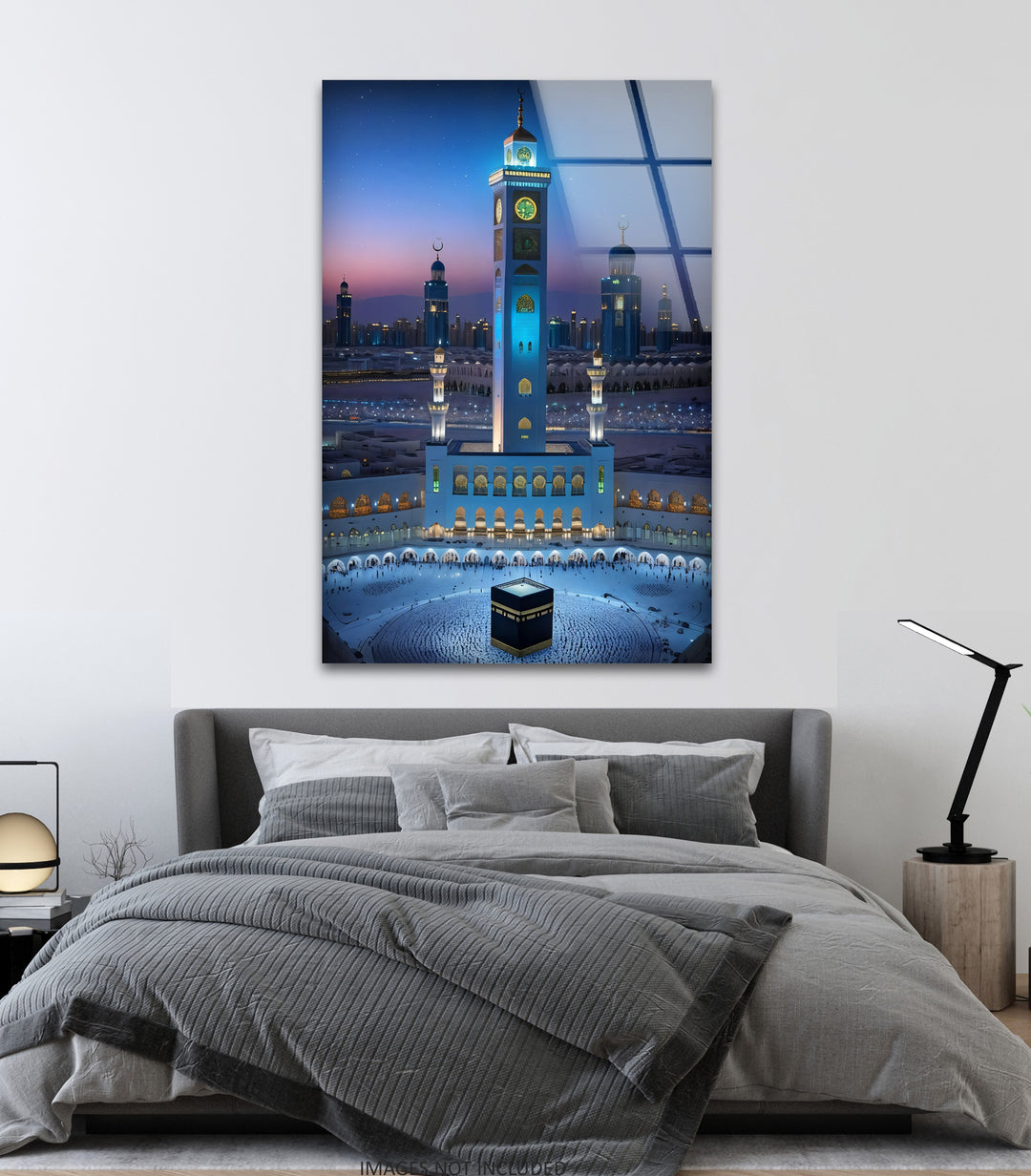 Celestial Serenity – Mecca Tower & Kaaba Islamic Glass Wall Art