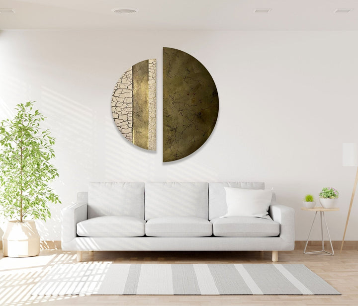 2 Piece Abstract Beige Cracked Glass Wall Art stained glass wall art, stained glass wall decor