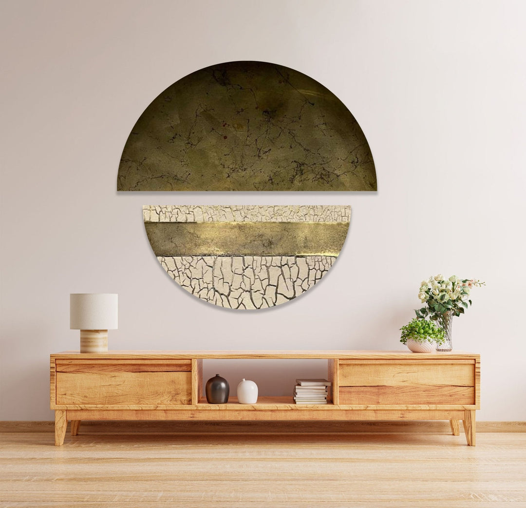 2 Piece Abstract Beige Cracked Glass Wall Art glass pictures for Wall, glass prints wall art
