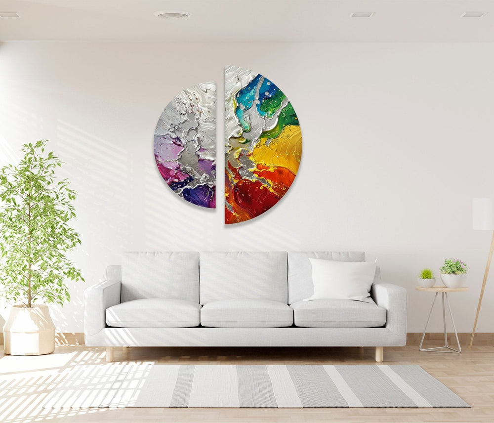 2 Piece Abstract Cracked Paint Glass Wall Art glass wall decor, glass wall art decor
