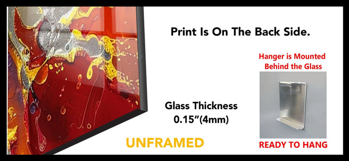 2-teiliges abstraktes Wandbild aus Glas mit rissiger Farbe