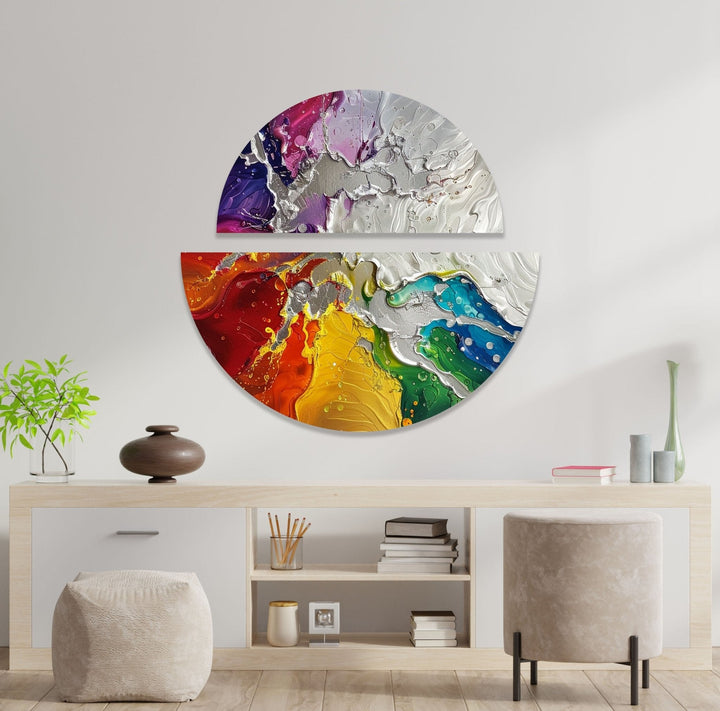 2 Piece Abstract Cracked Paint Glass Wall Art stained glass wall art, stained glass wall decor
