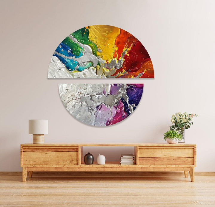 2 Piece Abstract Cracked Paint Glass Wall Art glass pictures for Wall, glass prints wall art
