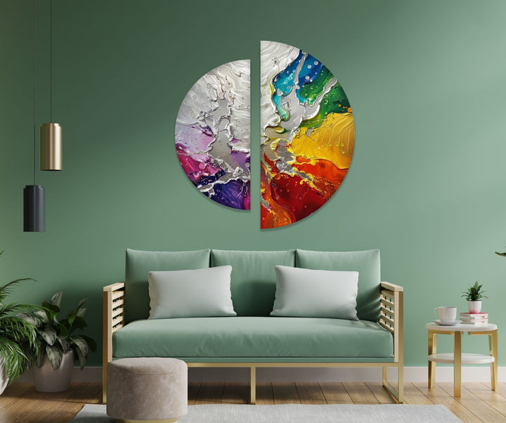 2 Piece Abstract Cracked Paint Glass Wall Art glass image printing, glass prints from photos
