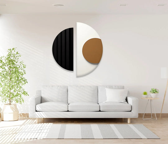 Glass wall art black and white abstract circle decor and modern abstract art prints