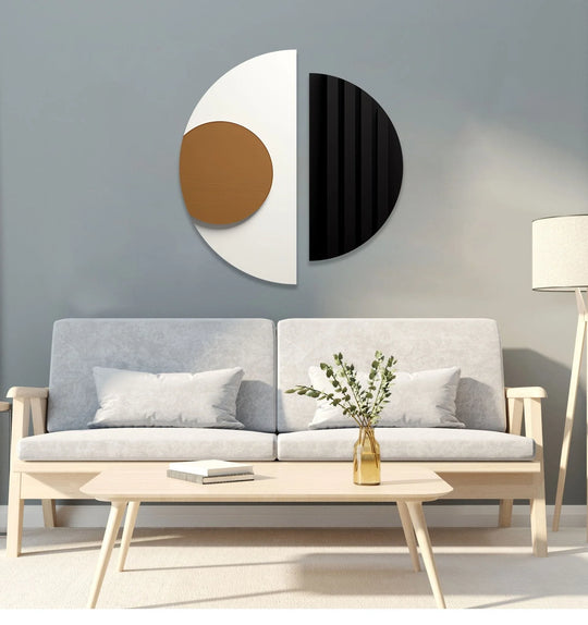 2 Piece Circle and Black White Glass Wall Art with abstract art prints modern glass decor and durable UV printing for sleek interiors