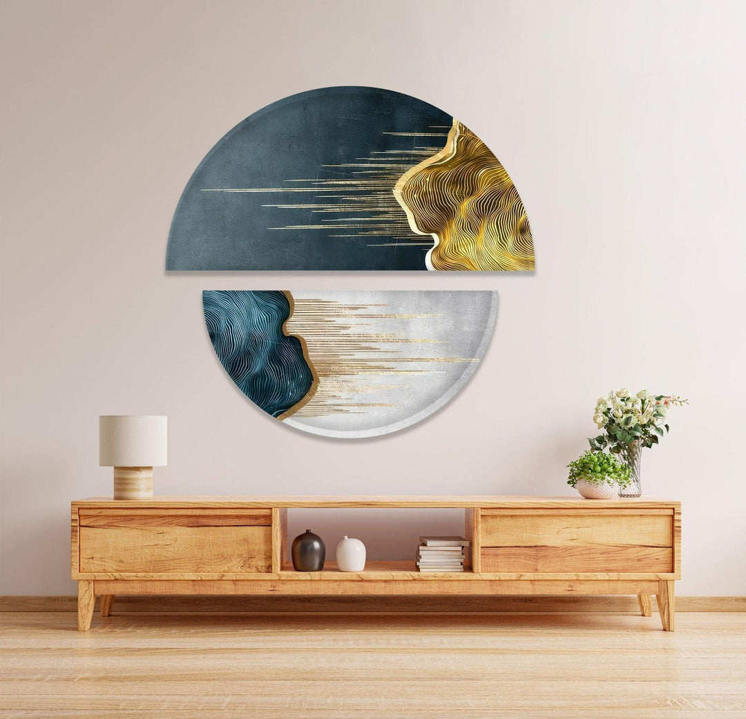 2 Piece Blue White Marble Glass Wall Art glass photo prints, glass picture prints
