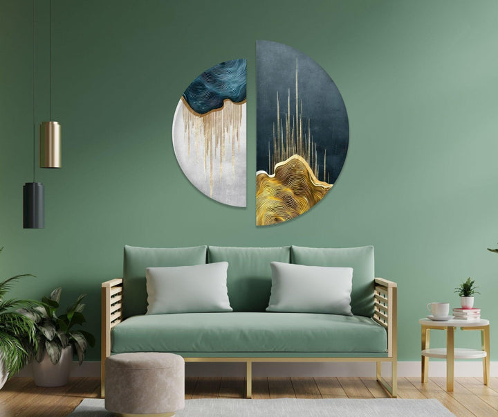 2 Piece Blue White Marble Glass Wall Art Glass Printing Wall Art, Print photos on glass
