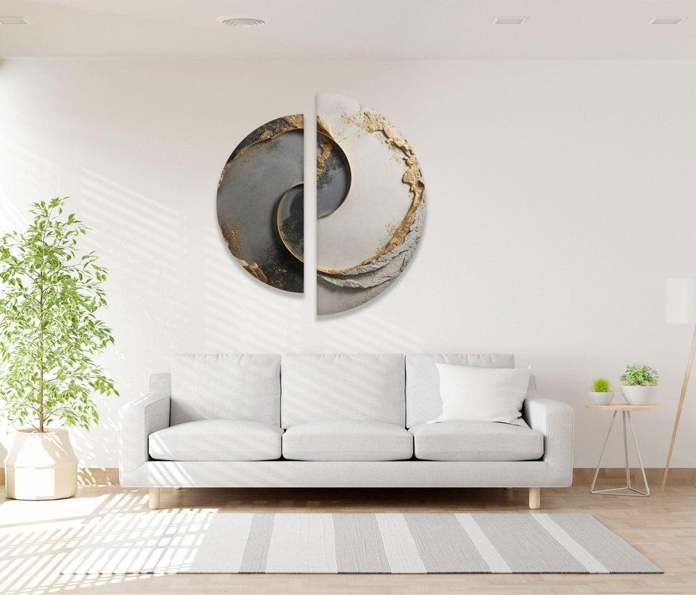2 Piece Grey Golden Details Glass Wall Art glass wall decor, glass wall art decor

