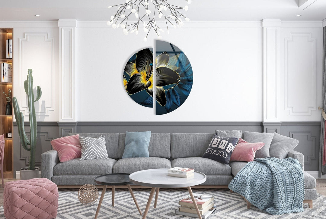 Dark Abstract Flower Glass Wall Art glass pictures for Wall, glass prints wall art

