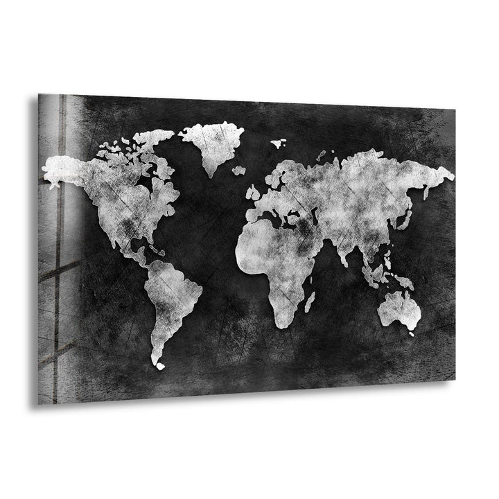 Moderne Weltkarte aus Glas als Wanddekoration