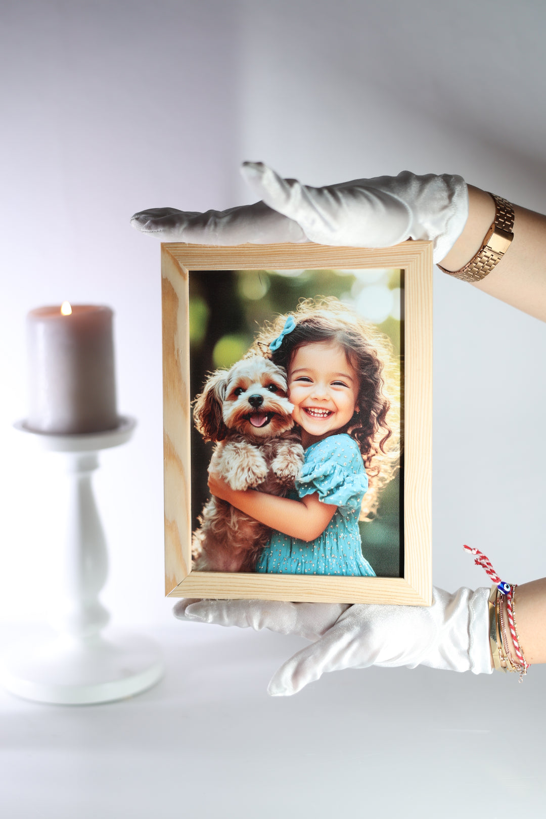 Gerahmter individueller Fotodruck aus Naturholz