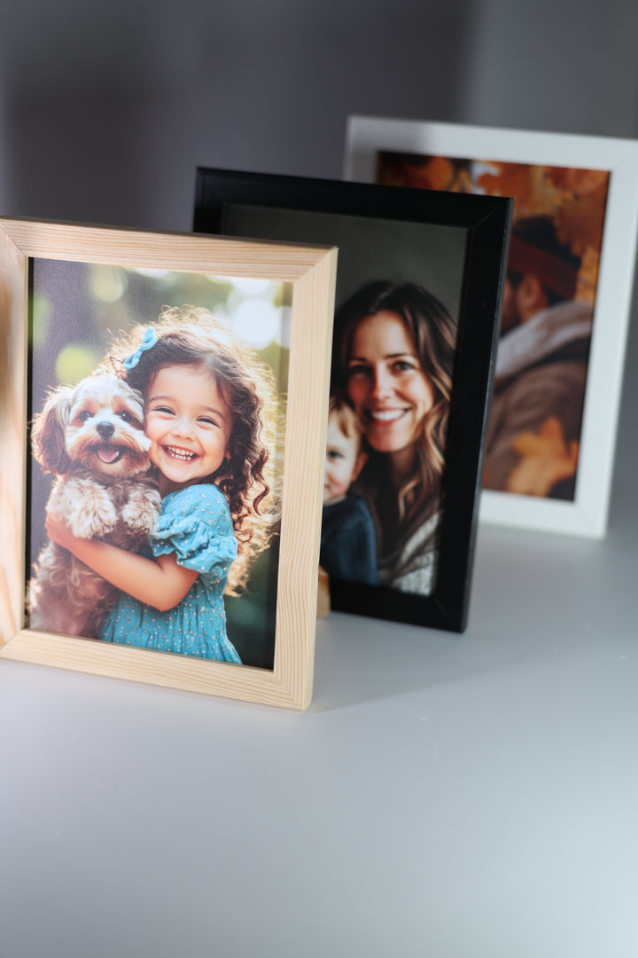Gerahmter individueller Fotodruck aus Naturholz