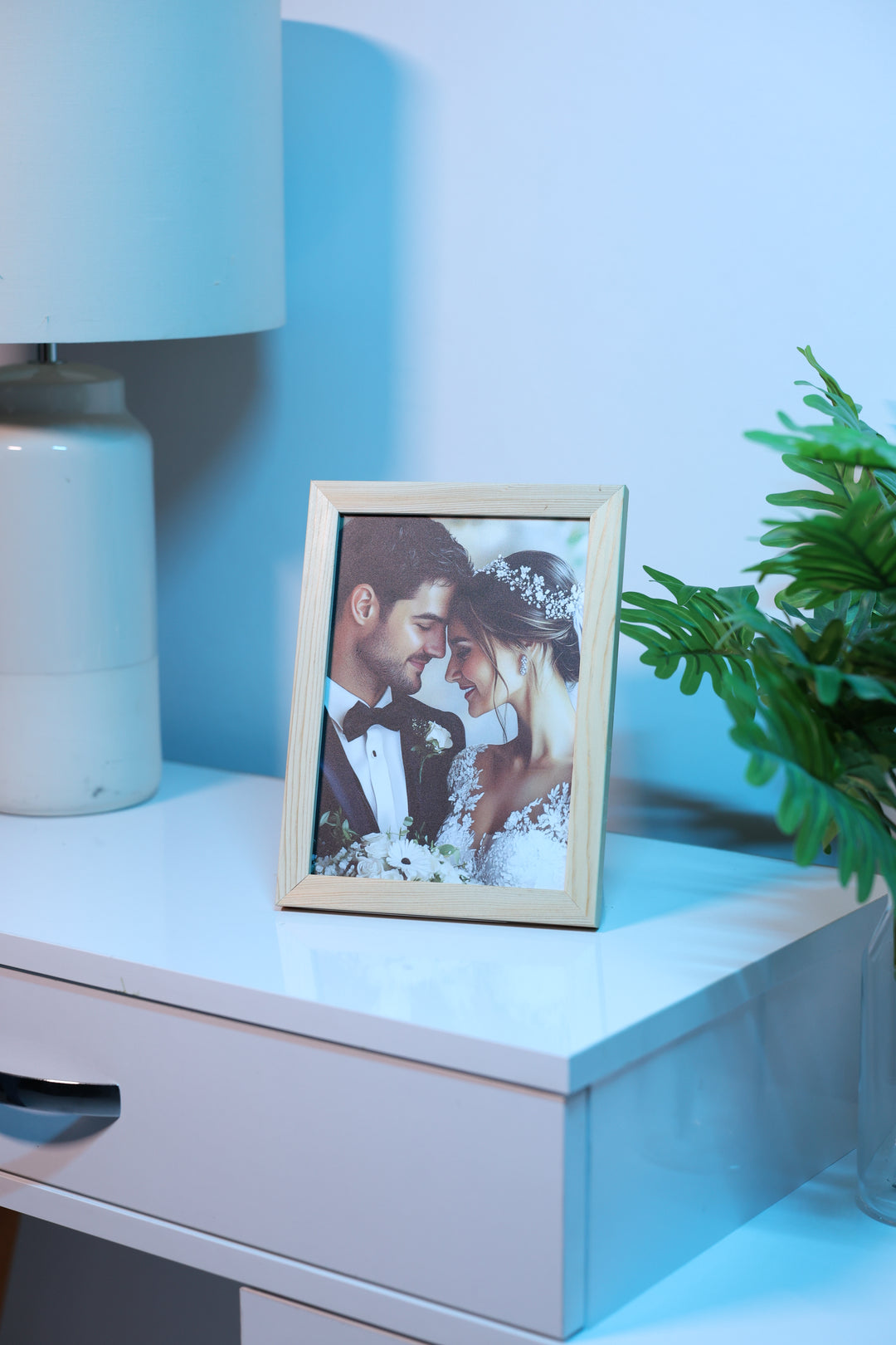 Gerahmter individueller Fotodruck aus Naturholz