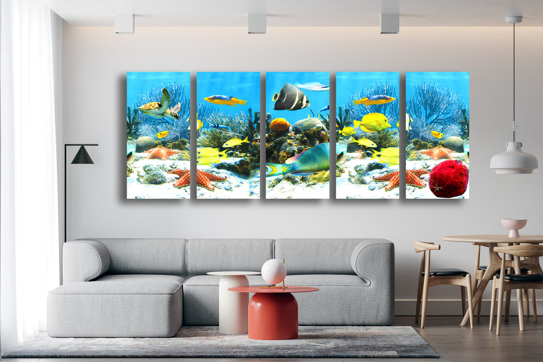 Colorful Tropical Fishes Glass Wall Art