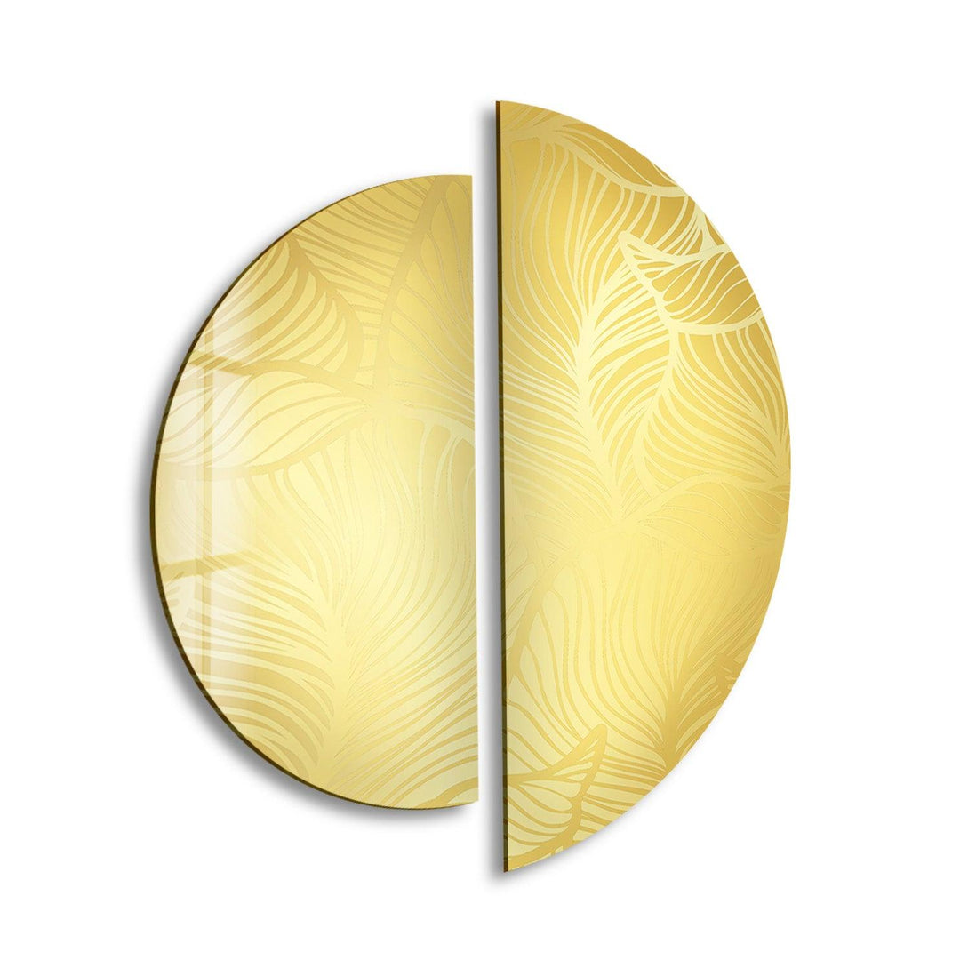 Round 2 Piece Shiny Yellow Glass Wall Art custom glass photo prints, large glass prints
