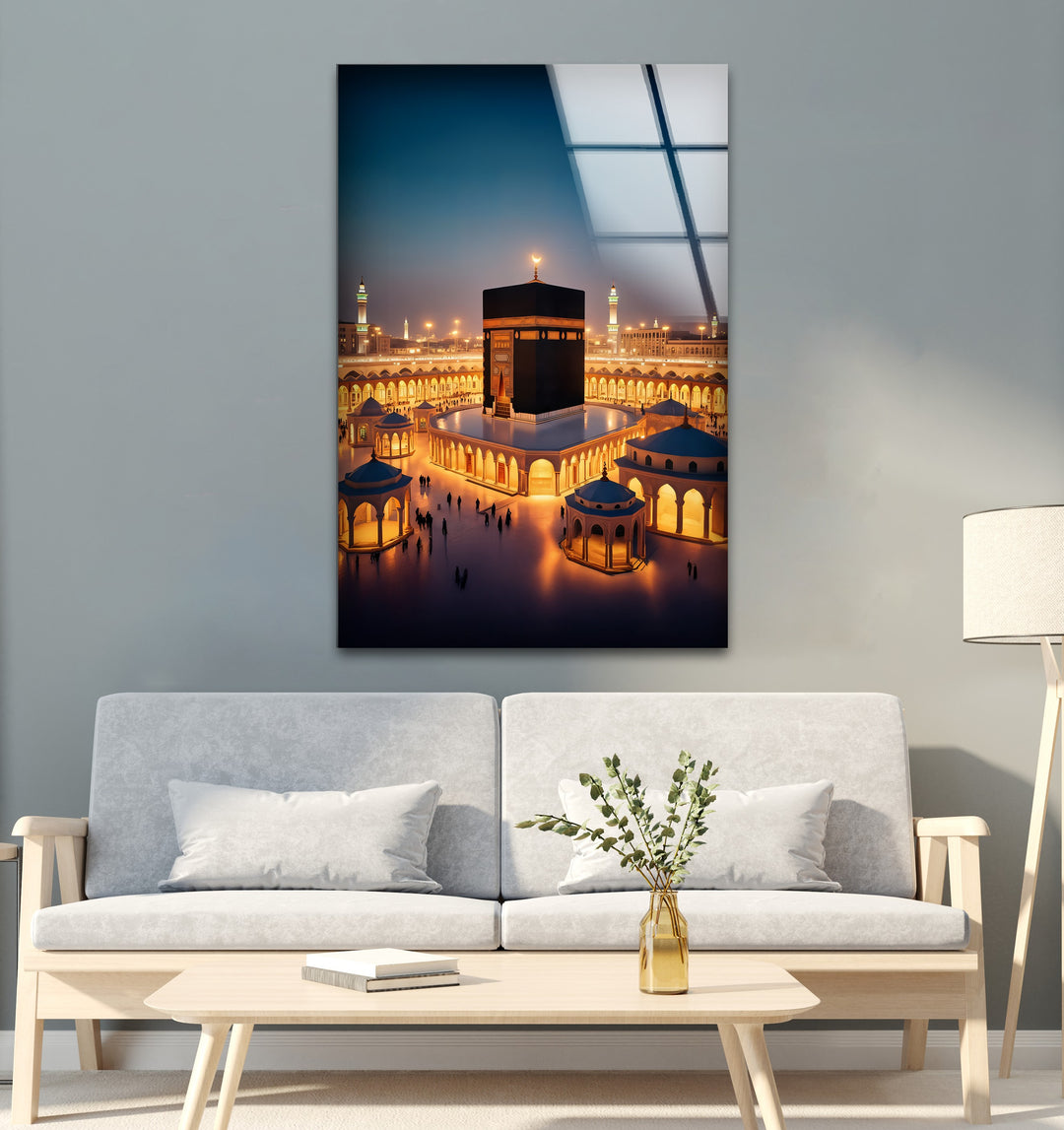 Golden Tranquility – Kaaba Mecca Islamic Glass Wall Art