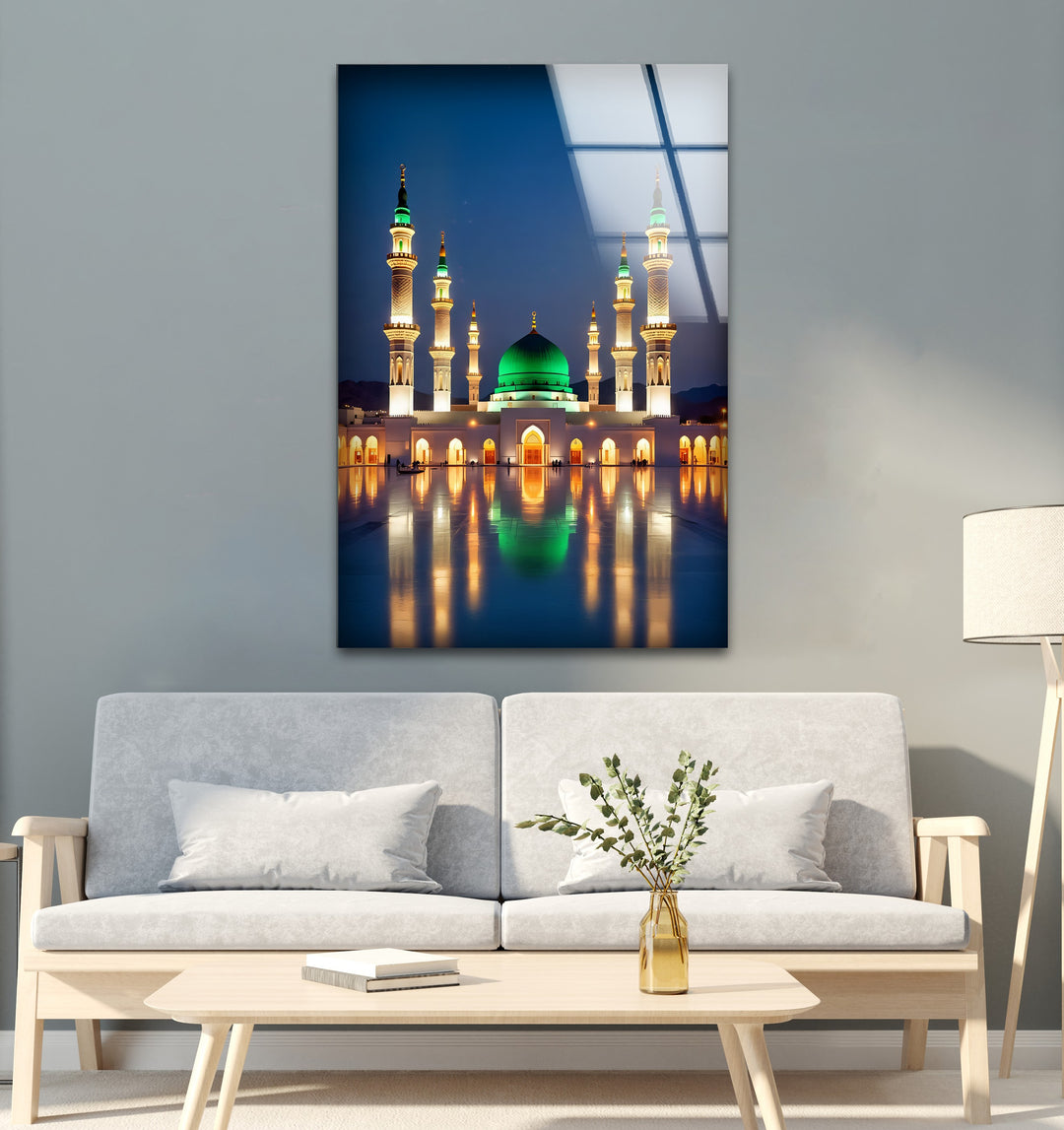 Radiant Peace – Al-Masjid an-Nabawi Islamic Glass Wall Art